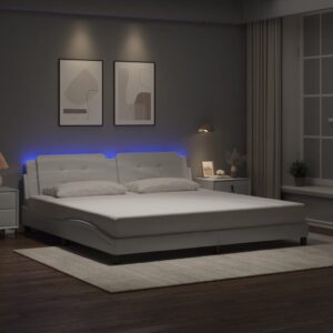 vidaXL sengeramme med LED uden madras Zadar 200x200 cm hvid