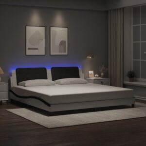 vidaXL sengeramme med LED uden madras Zadar 200x200 cm hvid og sort