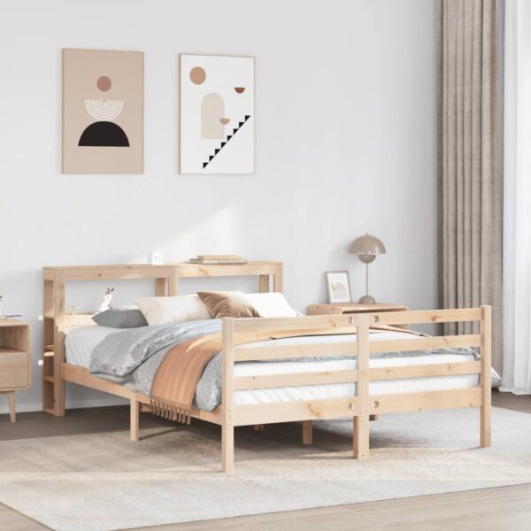 vidaXL sengeramme med sengegavl 140x200 cm massivt fyrretræ hvid