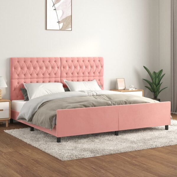vidaXL sengeramme med sengegavl 200x200 cm fløjl pink