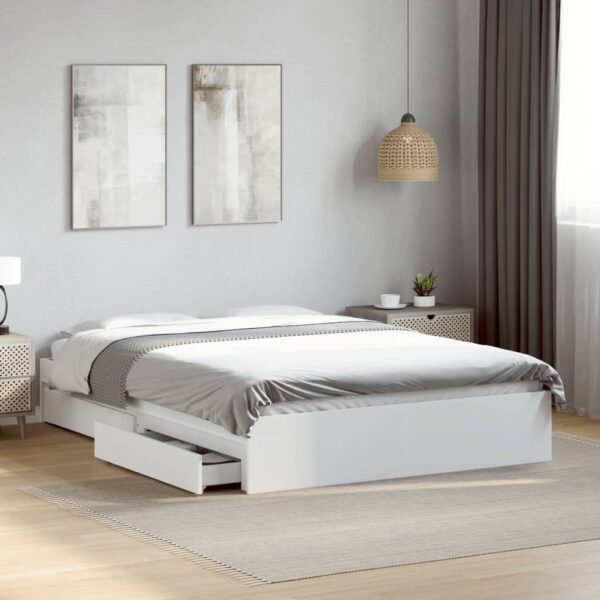 vidaXL sengeramme med skuffer 140x200 cm konstrueret træ hvid