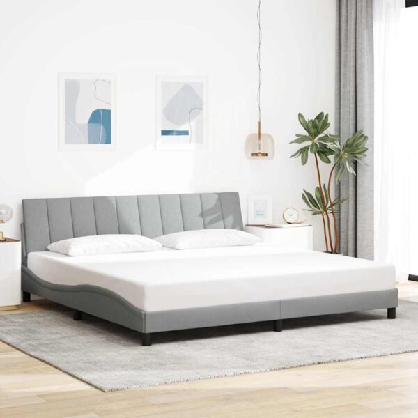 vidaXL sengeramme uden madras Hanko 200x200 cm stof lysegrå
