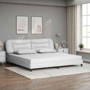 vidaXL sengeramme uden madras Hvar 200x200 cm kunstlæder hvid