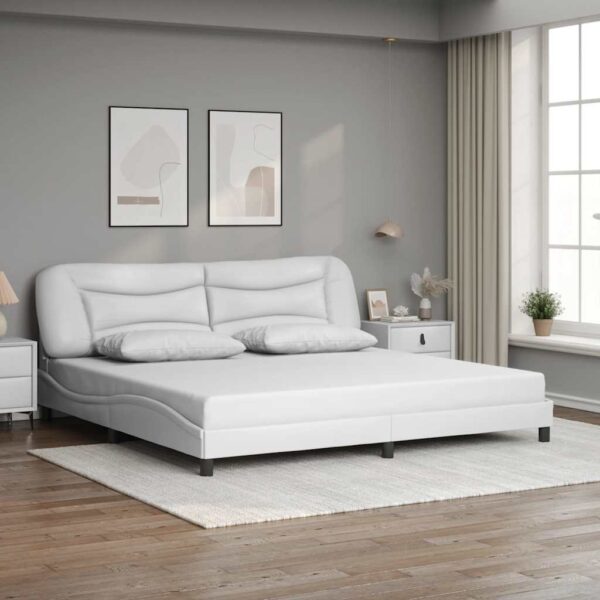 vidaXL sengeramme uden madras Hvar 200x200 cm kunstlæder hvid