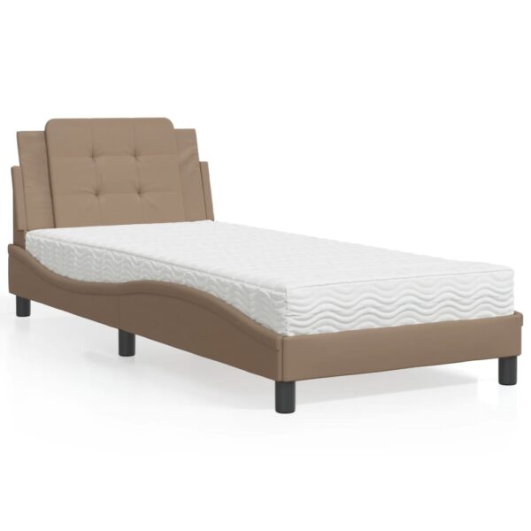 vidaXL sengeramme uden madras Zadar 100x200 cm kunstlæder cappuccinofarvet