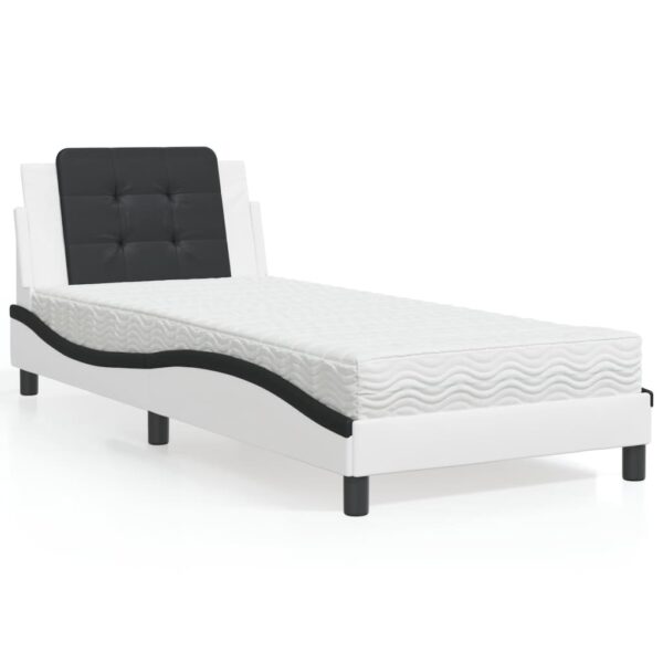 vidaXL sengeramme uden madras Zadar 100x200 cm kunstlæder hvid og sort