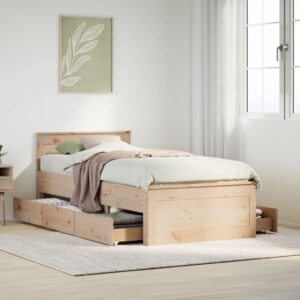 vidaXL sengeramme uden madras med sengegavl 90x200 cm massivt fyrretræ