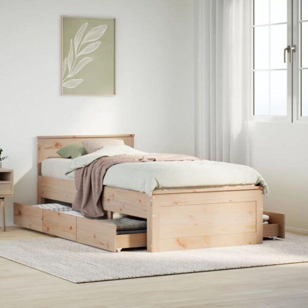 vidaXL sengeramme uden madras med sengegavl 90x200 cm massivt fyrretræ