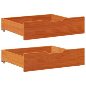 vidaXL sengeskuffer 2 stk. 65x55x17 cm massivt fyrretræ gyldenbrun