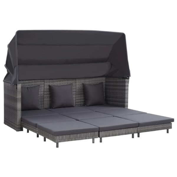 vidaXL udvidelig 3-personers sovesofa med tag polyrattan grå