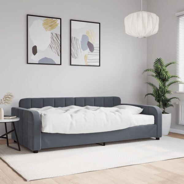 Daybed med madras 100x200 cm velour mørkegrå