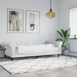 Daybed med madras 90x200 cm kunstlæder hvid