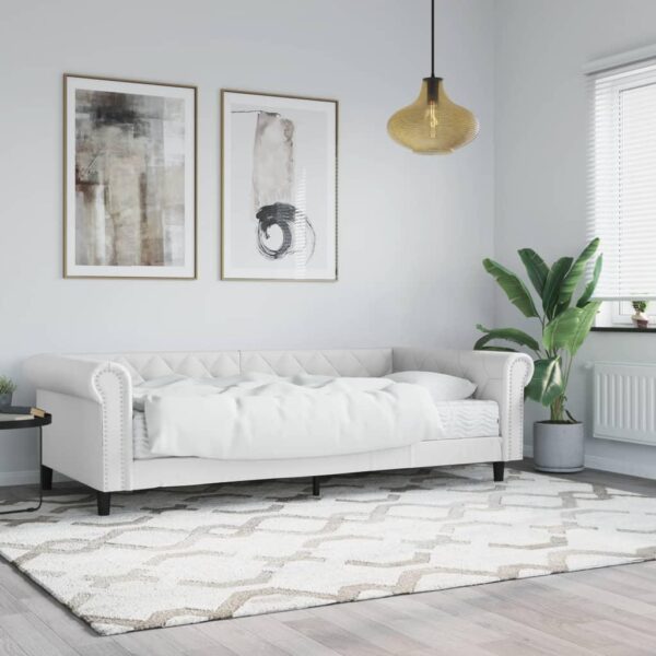Daybed med madras 90x200 cm kunstlæder hvid
