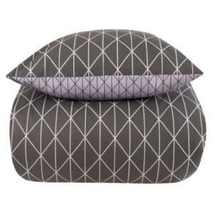 Dobbelt sengetøj 200x200 cm - 100% Bomuld - Vendbart med gråt harlequin design
