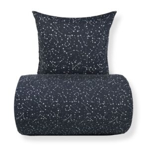 Dobbelt sengetøj 200x200 cm - 100% Bomuld - Zodiac black - Vendbart med stjerner