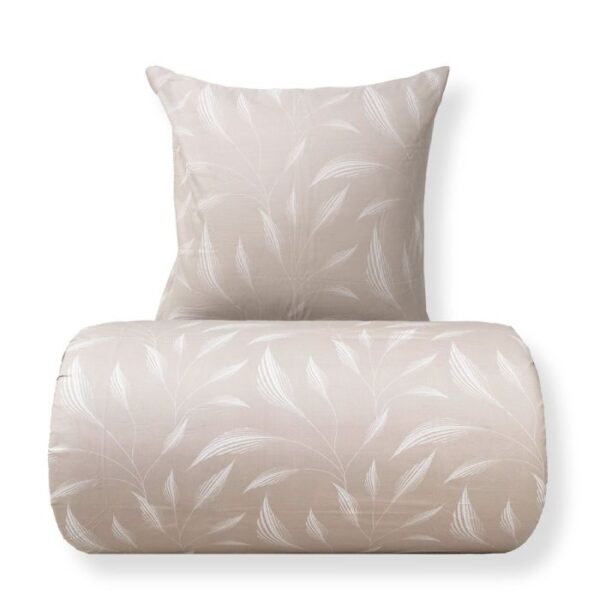 Dobbelt sengetøj 200x200 cm - Microfiber - Beige med print af blade