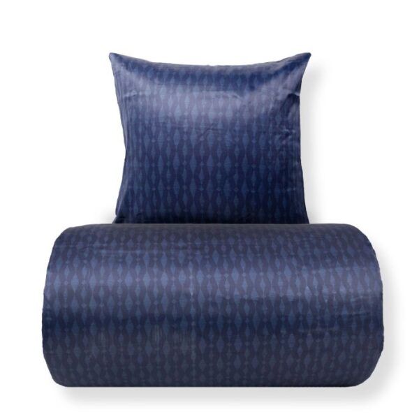 Dobbelt sengetøj 200x200 cm - Satin - Mørkeblåt mønster design