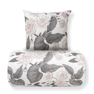 Dobbelt sengetøj 240x220 cm - Microfiber - Beige blomstret print