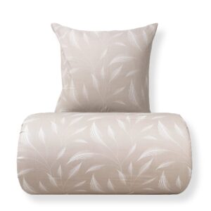 Dobbelt sengetøj 240x220 cm - Microfiber - Beige med print af blade