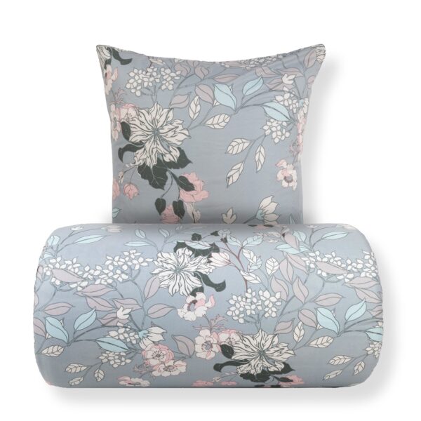 Dobbelt sengetøj 240x220 cm - Microfiber - Støvet grønt blomstret print