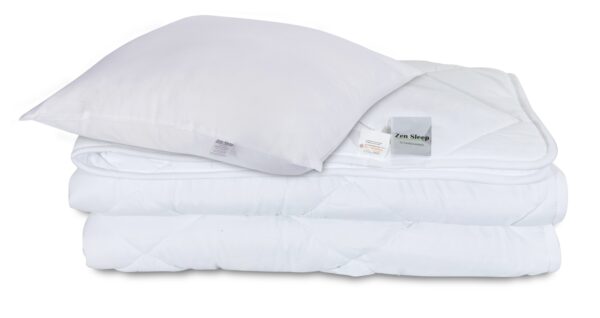 Dyne og pudesæt - Helårsdyne 140x220 cm + pude 60x63 cm - Fiberdyne - Zen Sleep allergivenlig dyne og pude