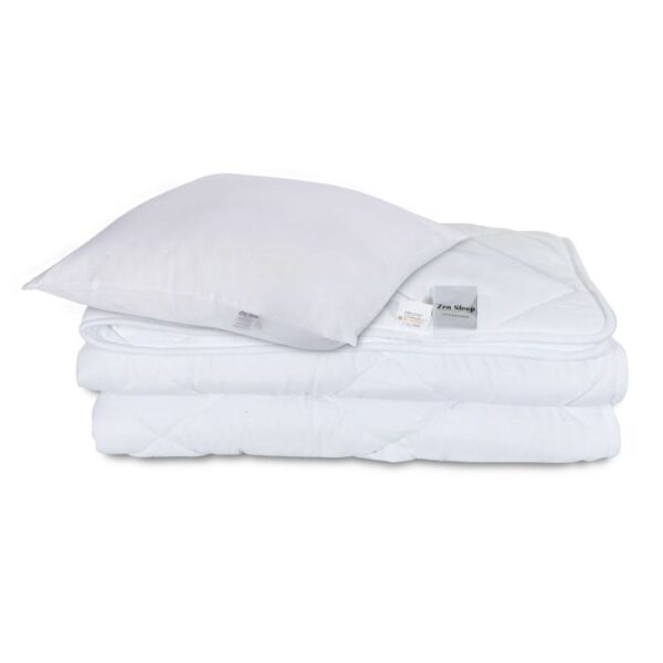 Dyne og pudesæt - Helårsdyne 150x210 cm + pude 50x60 cm - Fiberdyne - Zen Sleep allergivenlig dyne og pude
