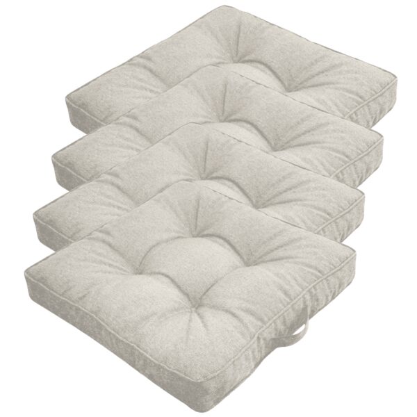 Futon hyndepakke til havestol 4 stk. - 7 cm bløde hynder - Beige havehynder til udendørs brug - Måler 50x50 cm - Nordstrand Home stolehynder