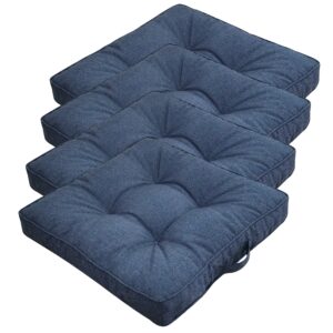 Futon hyndepakke til havestol 4 stk. - 7 cm bløde hynder - Mørkeblå havehynder til udendørs brug - Måler 50x50 cm - Nordstrand Home stolehynder