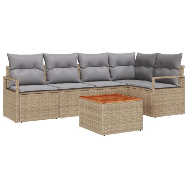 Havesofa Sæt med pude 6 stk Beige Poly rattan