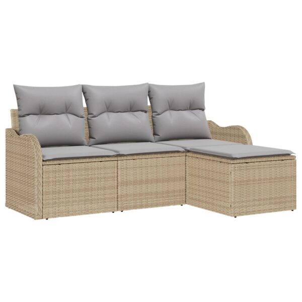 Havesofa Sæt med pude med opbevaring 4 stk Beige Poly rattan
