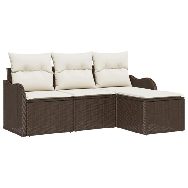 Havesofa Sæt med pude med opbevaring 4 stk Brun Poly rattan