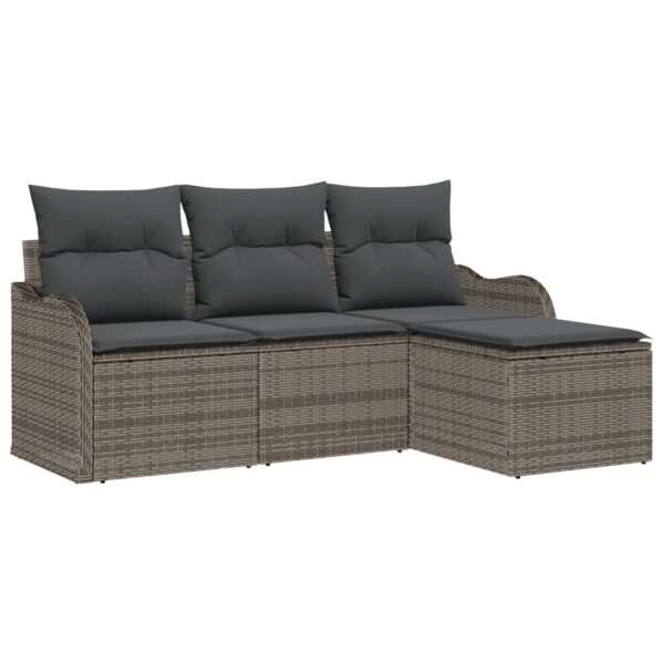 Havesofa Sæt med pude med opbevaring 4 stk Grå Poly rattan