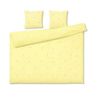 JUNA dobbelt sengetøj 200x220 cm - 100% økologisk bomuld - Daisy gul med broderede blomster