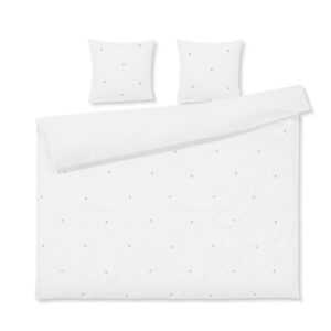 JUNA dobbelt sengetøj 200x220 cm - 100% økologisk bomuld - Daisy hvid med broderede blomster