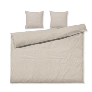JUNA dobbelt sengetøj 200x220 cm - 100% økologisk bomuld - Daisy sand med broderede blomster