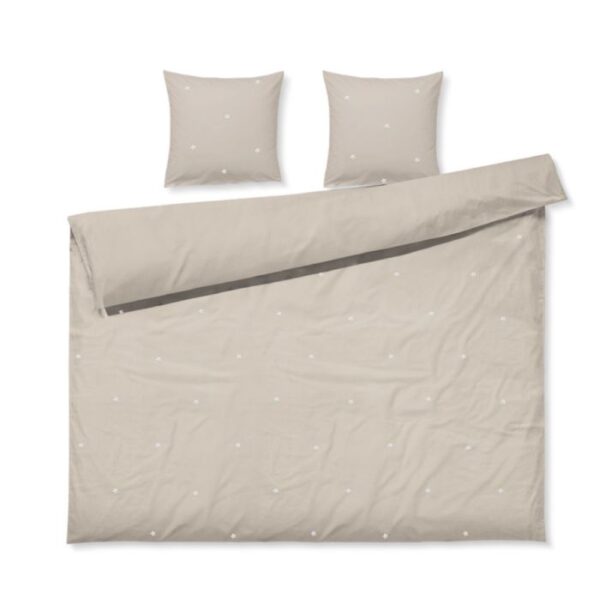 JUNA dobbelt sengetøj 200x220 cm - 100% økologisk bomuld - Daisy sand med broderede blomster