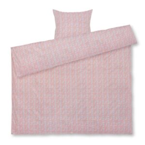 JUNA dobbelt sengetøj 200x220 cm - 100% økologisk bomuldssatin - Pleasantly blå med rosa blomster