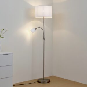 Jaileen gulvlampe, 170 cm, hvid, tekstil, læselampe Lindby - Stue - Moderne - Stof / tekstil - Med flere lyskilder