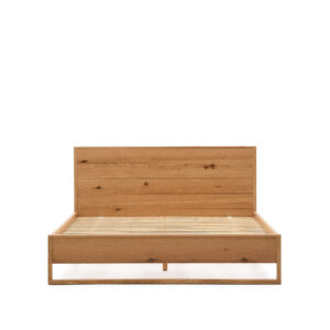 KAVE HOME Alguema sengeramme, m. sengegavl og lamelbund - natur egefiner (160x200)