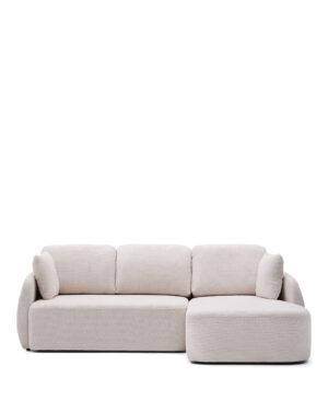 KAVE HOME Laira 3 pers. sovesofa, m. højre chaiselong - ecru chenille stof (246cm)