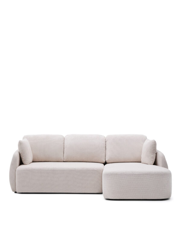 KAVE HOME Laira 3 pers. sovesofa, m. højre chaiselong - ecru chenille stof (246cm)