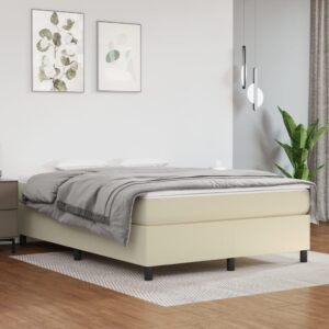 Kontinentalseng 140x200 cm kunstlæder cremefarvet