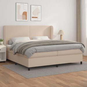 Kontinentalseng 200x200 cm kunstlæder cappuccinofarvet