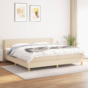 Kontinentalseng med madras 200x200 cm stof cremefarvet