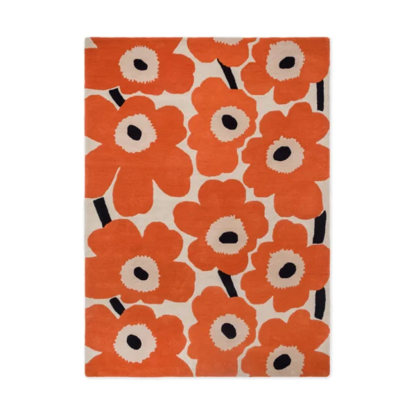 Marimekko Unikko uldtæppe Orange Red, 250x350 cm