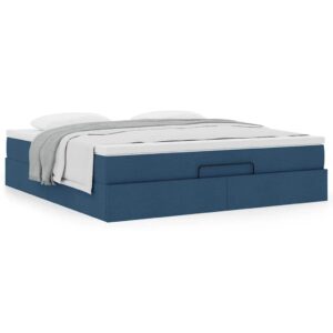 Osmannisk sengeramme med madras 180x200 cm stof blå