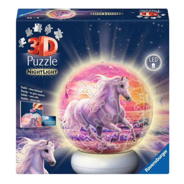 Ravensburger 3D Natlampe Puslespil - 73 Brikker - Horses on the Beach