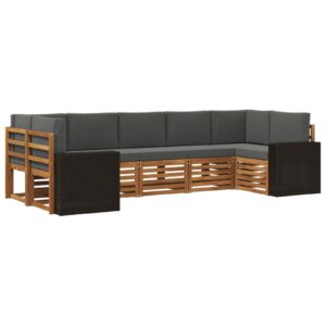 Sektionalsofa sæt med pude 7 stk Naturlig og Antracit Polyester