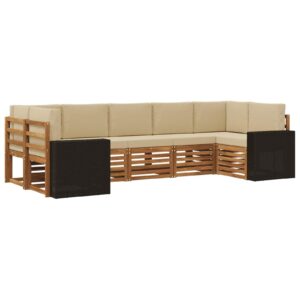 Sektionalsofa sæt med pude 7 stk Naturlig og Beige Polyester