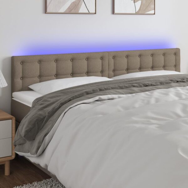 Sengegavl med LED-lys 160x5x78/88 cm stof gråbrun